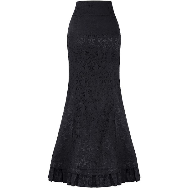 Middelaldersk jacquard havfrueskjørt Steampunk retro kjole gotisk