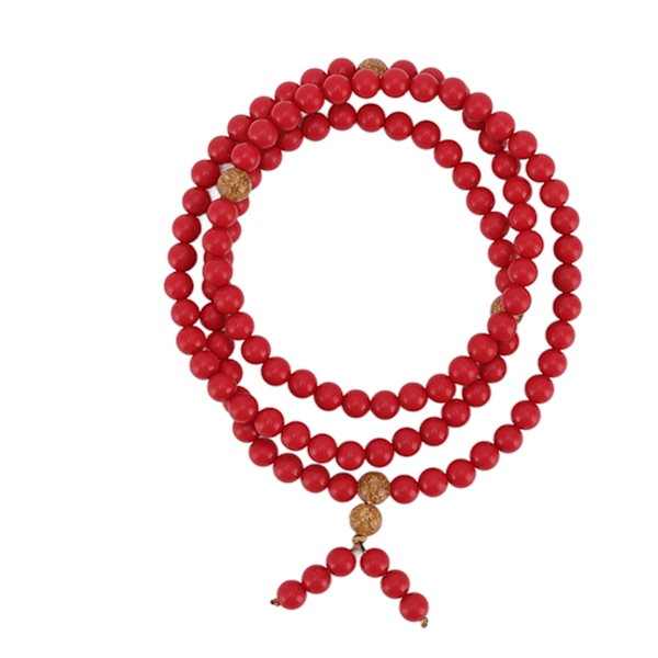 8mm Naturlig Cinnabar Armbånd 108 Røde Buddha Perler Bøn Strekk Armbånd Håndledskjede Armbånd