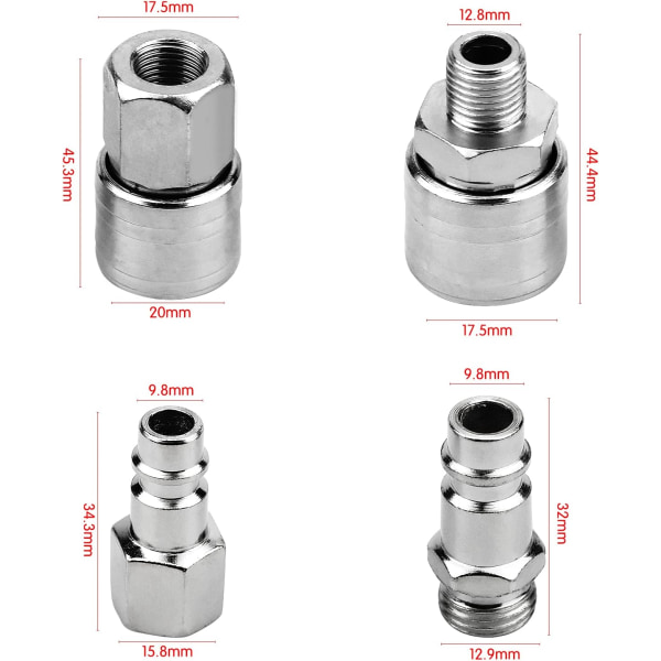 10 stk. kompressor lynkobling, 1/4" Bsp europæisk pneumatisk lynkobling luft pneumatisk kobling, trykluft slange luft tilbehør han