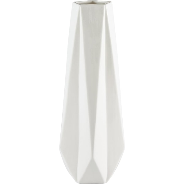 Nagle Moderne kantete vase i steintøy, 36,5 cm høy, hvit