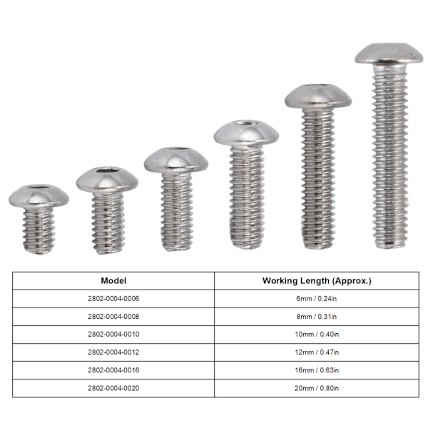 100 stk. Knaphue-Sokkelskruer M4 Galvaniseret Stål til Præcisionsindustrien 2802-0004-0006