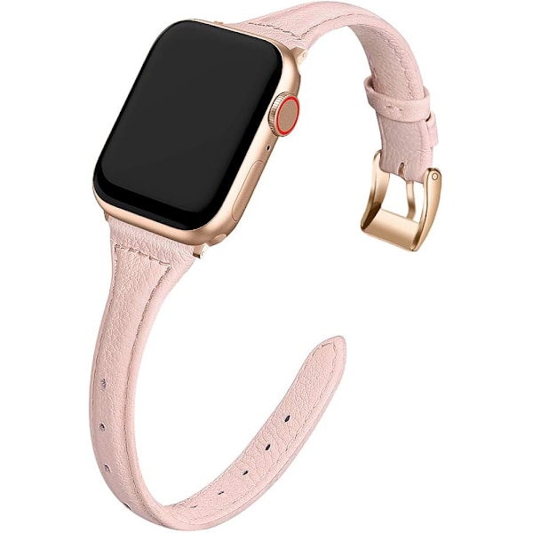 Kompatibelt Apple Watch-armband 38mm 40mm 42mm 44mm Kvinnor, Smalt Äkta Läder Armbandsbyte för iWatch SE Serie 6 5 4 3 2 1