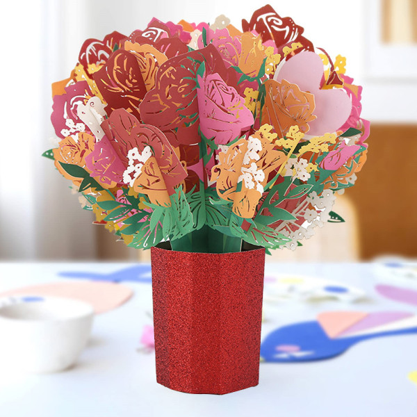 Bukett 3D födelsedag Pop Up gratulationskort, blommig gåva