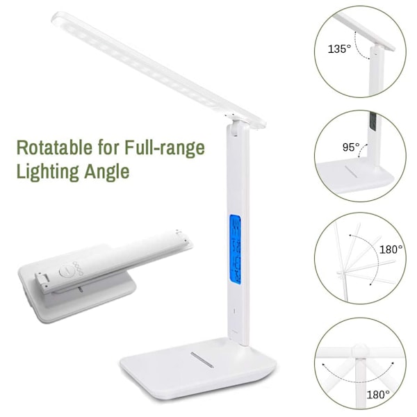 LX-LED skrivebordslampe - Hvit med skjerm (5-trinns dimming)