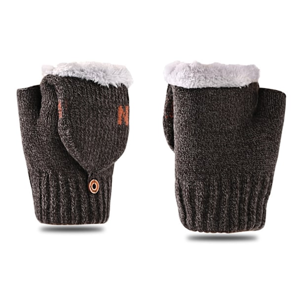 Varme Handsker Strikket Flip Konvertible Fingerløse Varme Polar Fleece Handsker Dark grey