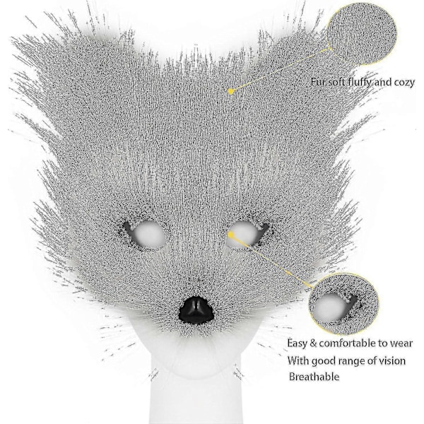 Pälsräv, Svans, Katt, Varulv, Cosplay, Kostym, Set, Plysch, Mask, Fluffiga, Tassar, Handskar Black One Size