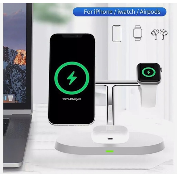 3-in-1 BOOST Langaton Latausasema Nopea Lataus iPhone Watch Air Pods Telakalle