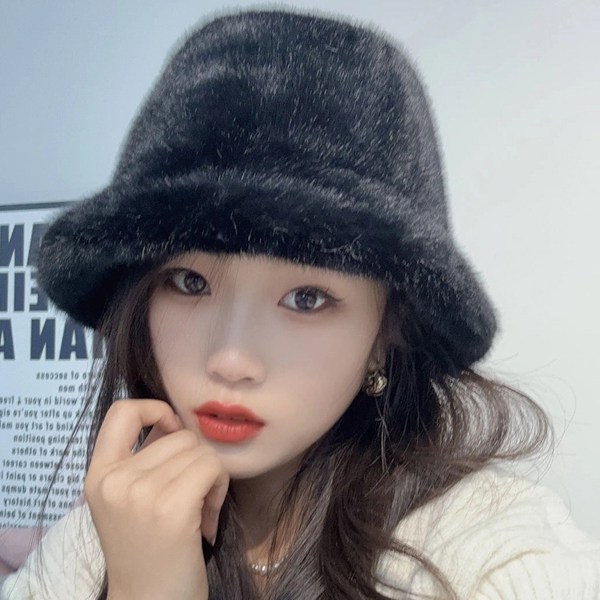 Spandau Hat Ensfarvet Vinter Faux Spandau Hat One Size Passer De fleste Stilfuld Fluffy Fiskerhue til Kvinder Mænd Beige Hatte