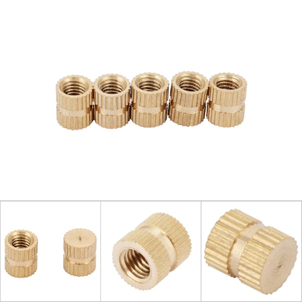 5mm Closed End Inlay Knurled Copper Nut Fastener Accessory Embedded Knurled Nut Set(M5*7)