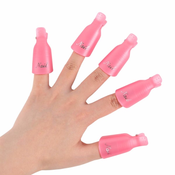 Profesjonelle Plast Akryl Neglelakkfjerner Klips UV Gel Wrap Cleaner Soak Off Cap Clip (Rosa)