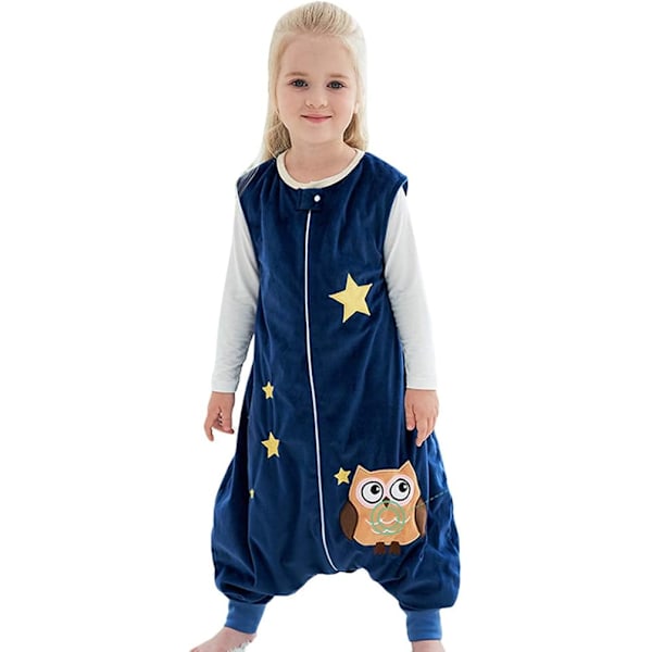 Children's sleeping bag with legs warm soft pajamas girl boy winter sleeping bag jumpsuit without sleeves sleeping bag unisex, M