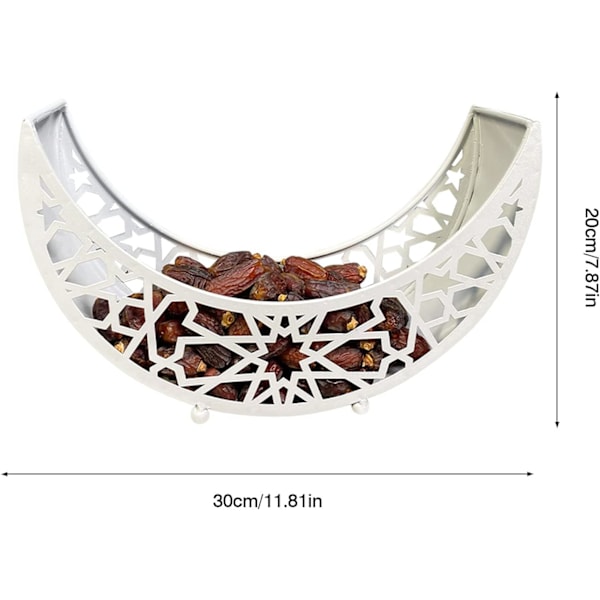 Muslimsk Eid-matfat, Ramadan Måneformet Fat, 1 stk Dessertfat Måne Stjerne Middagstallerken, Innovativ Måne Serveringsfat Hjemmedekor-06