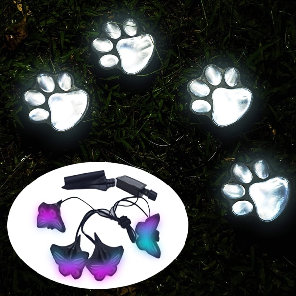 Solar Lights Paw Lights (set med 4), Animal Path Paw Lights colored light style3