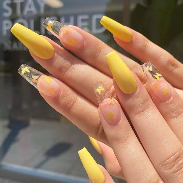 24 st Press on Nails Kista för kvinnor, extra långa falska naglar