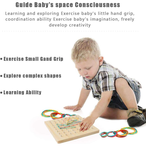 Træ Geoboard Legetøj, Geometry Board Montessori træpuslespil