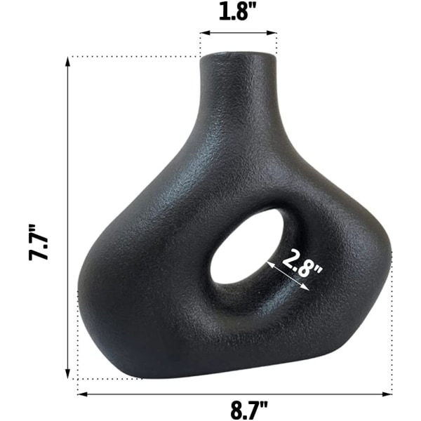 Circle Vase – Mattsvart Geometrisk Donut Vas. Nordic Vase för
