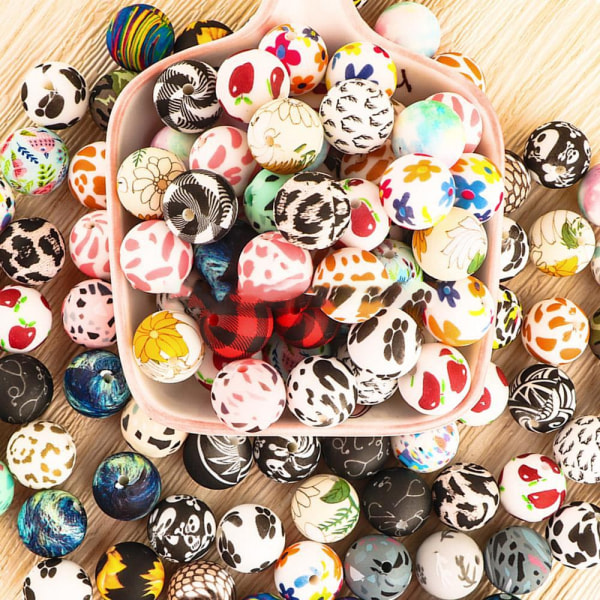 40 stk silikone perler, DIY halskæde armbånd perler til håndværkssæt