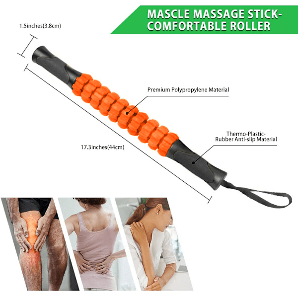 Massage Roller Muskelrulle, Kropsmassage Stick Værktøjer, Ryg Massager til Atleter Mod Muskelømhed, Kramper og Spændinger, Lindrer Kramper