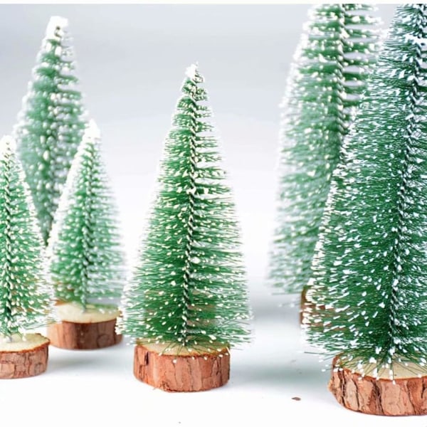 8 stk. 3 Størrelse Mini Juletræ Fake Miniature Gran Tree Green
