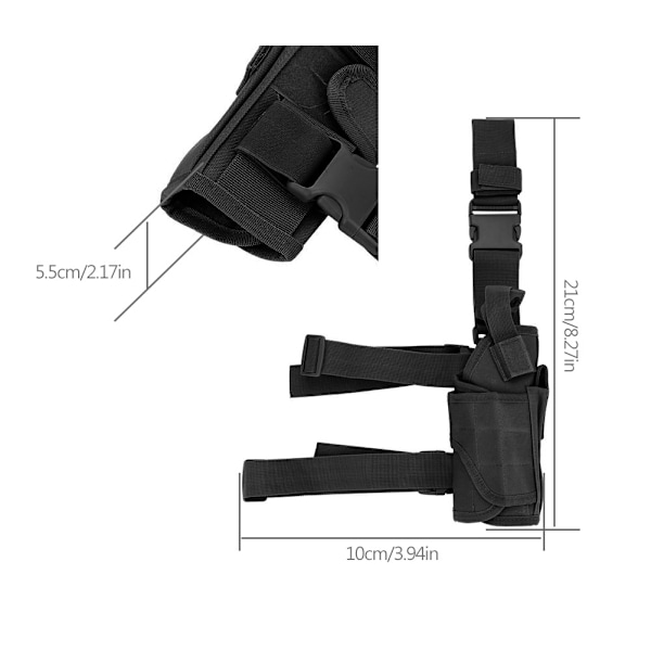 Nylon Justerbar Universal Pistol Militär Ankelben Holsterficka Tillbehör (Svart)