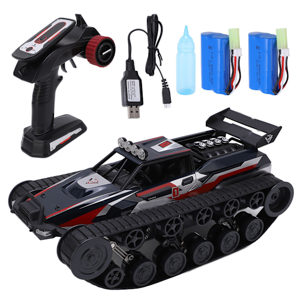 1:12 4WD RC Tank 360° Roterende Lyseffekt Spray Fjernstyret Crawler Tank Legetøj til Børn Voksne Triple Batteri Version