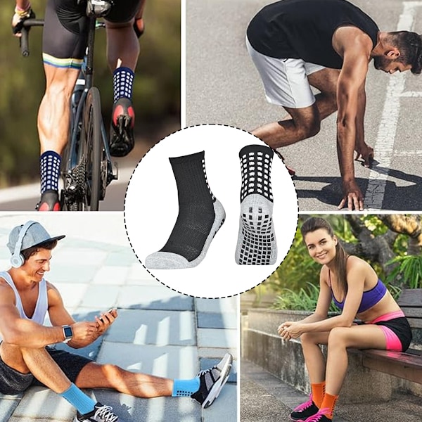Anti-slip fodboldsokker, åndbare og komfortable neutrale sportssokker, sorte fodboldsokker med gummidutter, til mænd, kvinder og børn