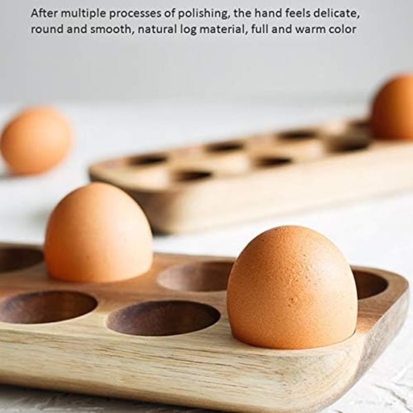 Ägghållare i trä med 12 hål för bänkskiva/bord/kylskåp