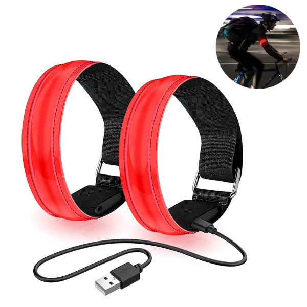 2-pack löpljus för löpare Uppladdningsbart LED-armband