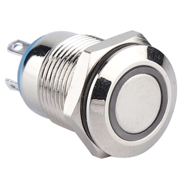 50 stk. 12mm Metal Momentary Trykknapkontakt Automatisk Nulstilling Flad Hoved 24V LED Lys 4-Pins (Grøn)