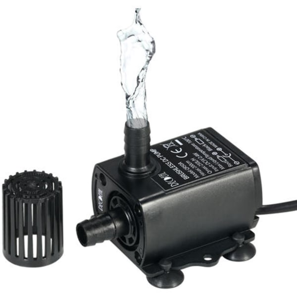 Ultratyst vattenpump Mini borstlös USB DC5V 2,4W Vattentät dränkbar fontän Akvarium Cirkulerande 250L/H Lyft 200cm