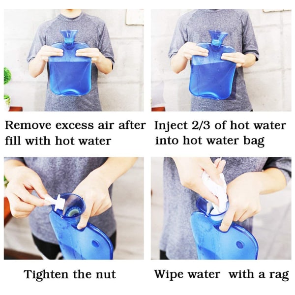 Gummi varmtvannsflaske med lokk strikket gjennomsiktig varm