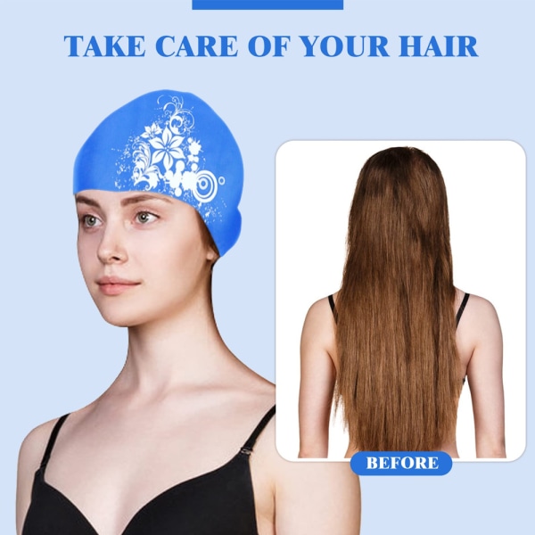 Naisten cap , silikoninen cap pitkille hiuksille ja kukka