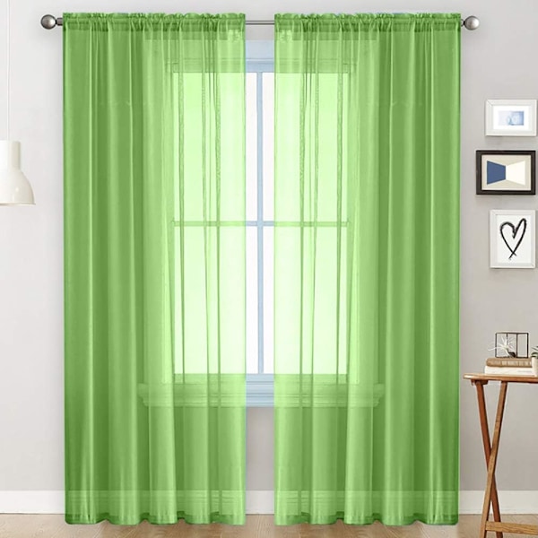 Voilegardiner med rynkebånd i linlook, gjennomsiktige for stue, soverom, vindu, enkle gardiner 100 * 250 cm