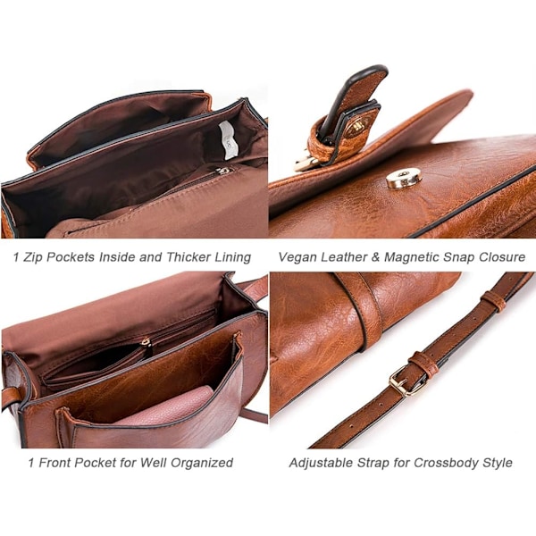 Crossbody Tasker til Kvinder, Lille Pung Sadel og Satchel Håndtasker, Vegan Læder