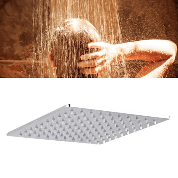 Shower Head Stainless Steel Silicone Nozzle Angle Adjustable Square High Pressure Rain Showerhead Replacement 8in