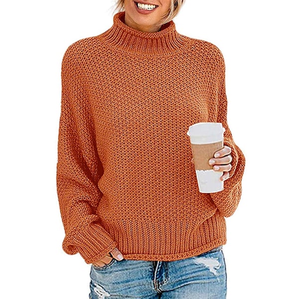 Women's Turtleneck Batwing Sleeve Loose Oversized Chunky Knitted Pullover Sweater Jumper Tops