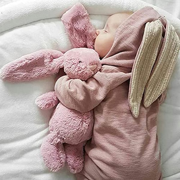 Pikkulapset Tyttöjen Poikien Onesies Puuvilla Rompers Kanin Korvat Pitkähihainen Vetoketju Romper Bunny Pyjamat Vauvalle (66cm, Pinkki)