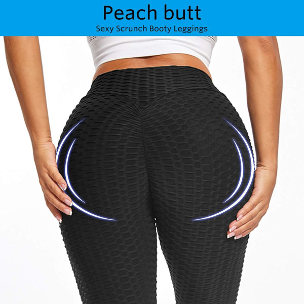 Kvinnor Leggings Shorts Bubble Butt Lift Scrunch Textured Black XX-Large