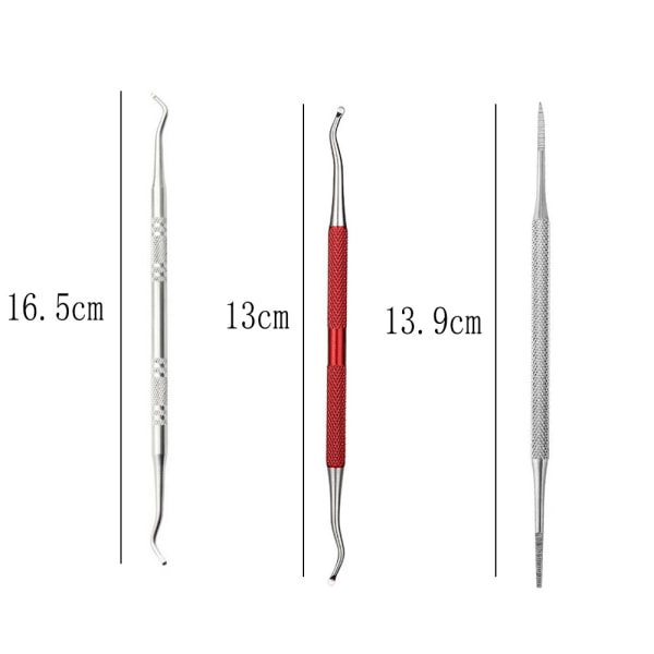 3st inåtväxande tånagelfil & lyftare, inåtväxande rostfritt stål