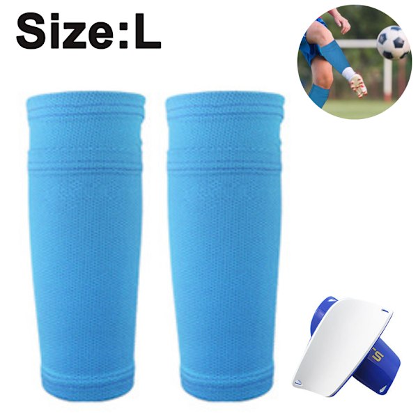 1 Set Soccer Set for Adults and Youth Kids with Socks Shin Guard and Leggings Plastic Bag Soccer Equipment Prevention of Injuries (Blue, L)