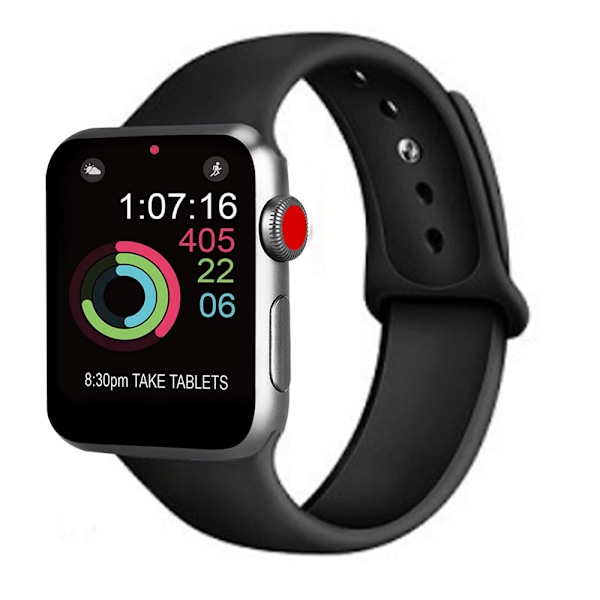 C-modell - Silikon armbånd for Apple iWatch - 38/40mm Small - Svart