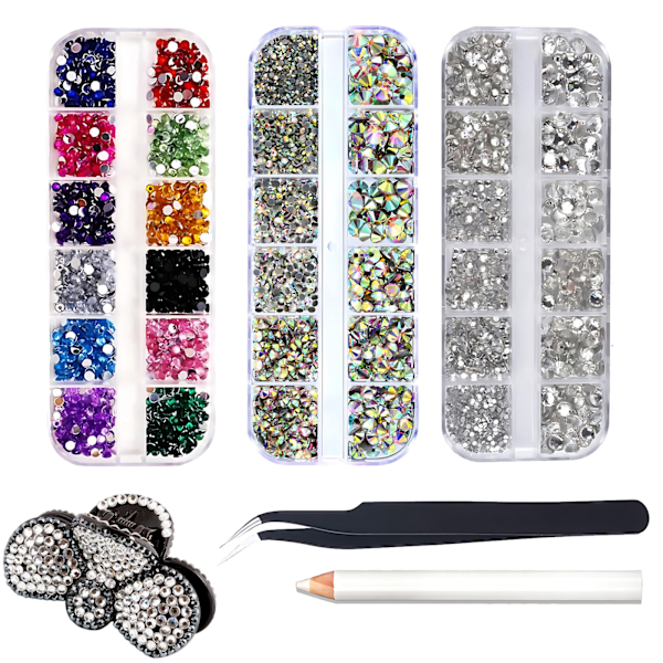 Platta Baktillsatser Rhinestones Diamante Stenar, 3 Ask Hot Fix Rhinestone Stenar Stryk På Rhinestones Tyg Stenar för DIY Manikyr Konst Kläder Väskor