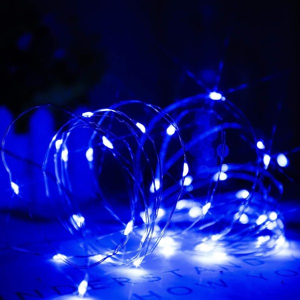 Blå LED String Lights Batteridrevet 50 Micro LED String Light
