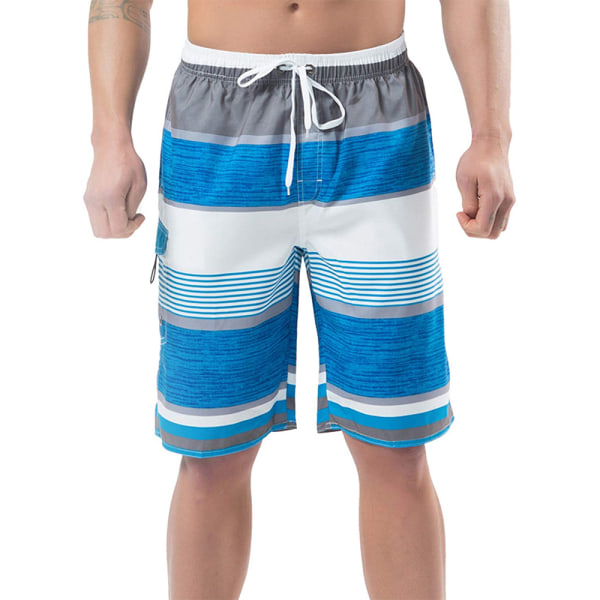 Badebukse for menn, hurtigtørrende brettshorts, fargerik stripe