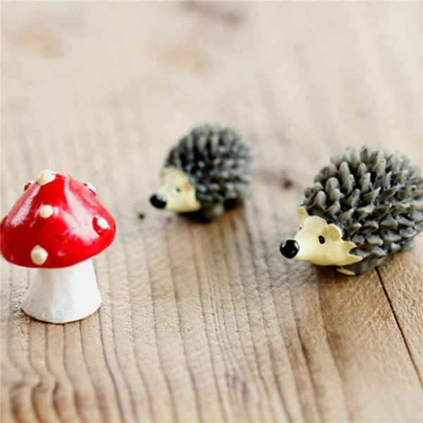 Danmu Resin mini pindsvin og svampe, miniature figurer,