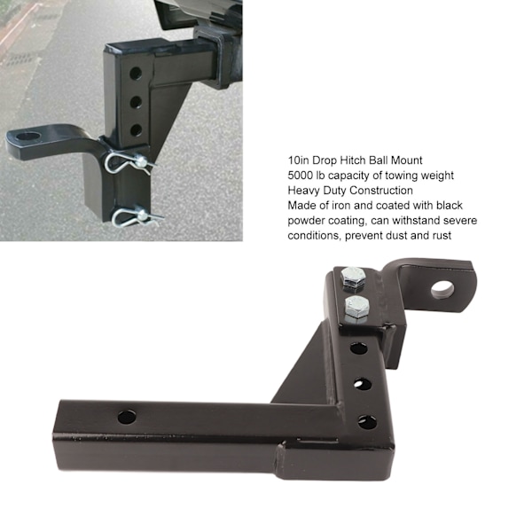 10 tommers Drop Hitch Ball Mount 5000 lbs Kapasitet Heavy Duty Justerbar for 2 tommers Mottaker RV Trailer