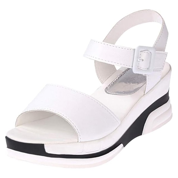 Women's Platform Wedge Sandals Slingback Lightweight Elastic Ankle Strap Hiking Sandals Comfortable Slip On Casual Shoes