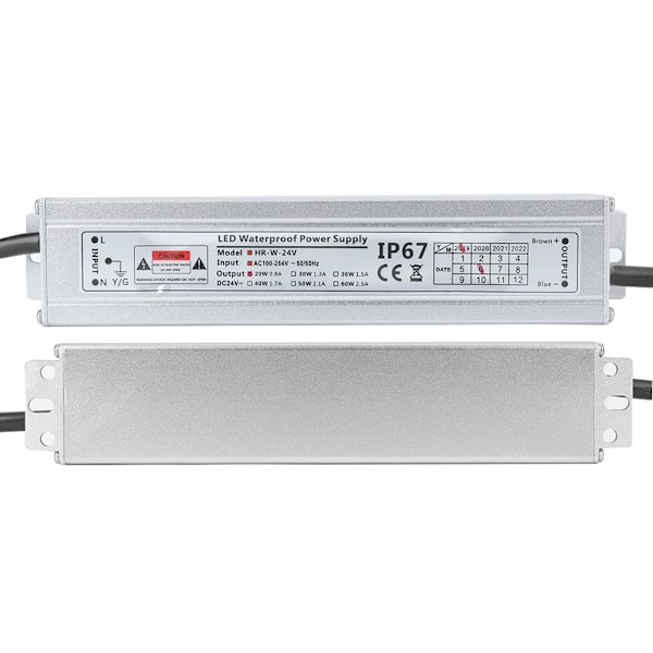 IP67 LED Strømadapter i Aluminiumlegeringshus 100~264VAC til 24VDC 20W