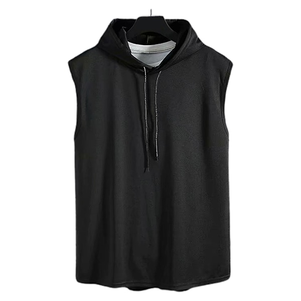 Casual Fit Hoodie Tank Tops Gym Workout Sleeveless T Shirt