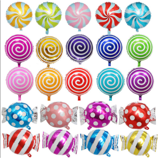 Candy Ballonger, Set med 23 Mylar Ballonger Lollipop Swirls